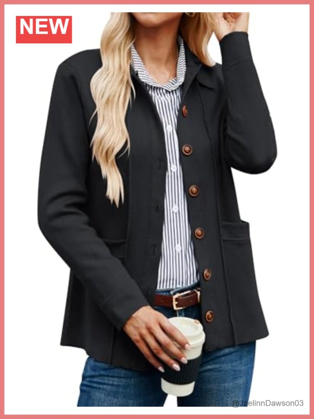 Women's Wool Blend V-Neck Button Cardigan Long Sleeve